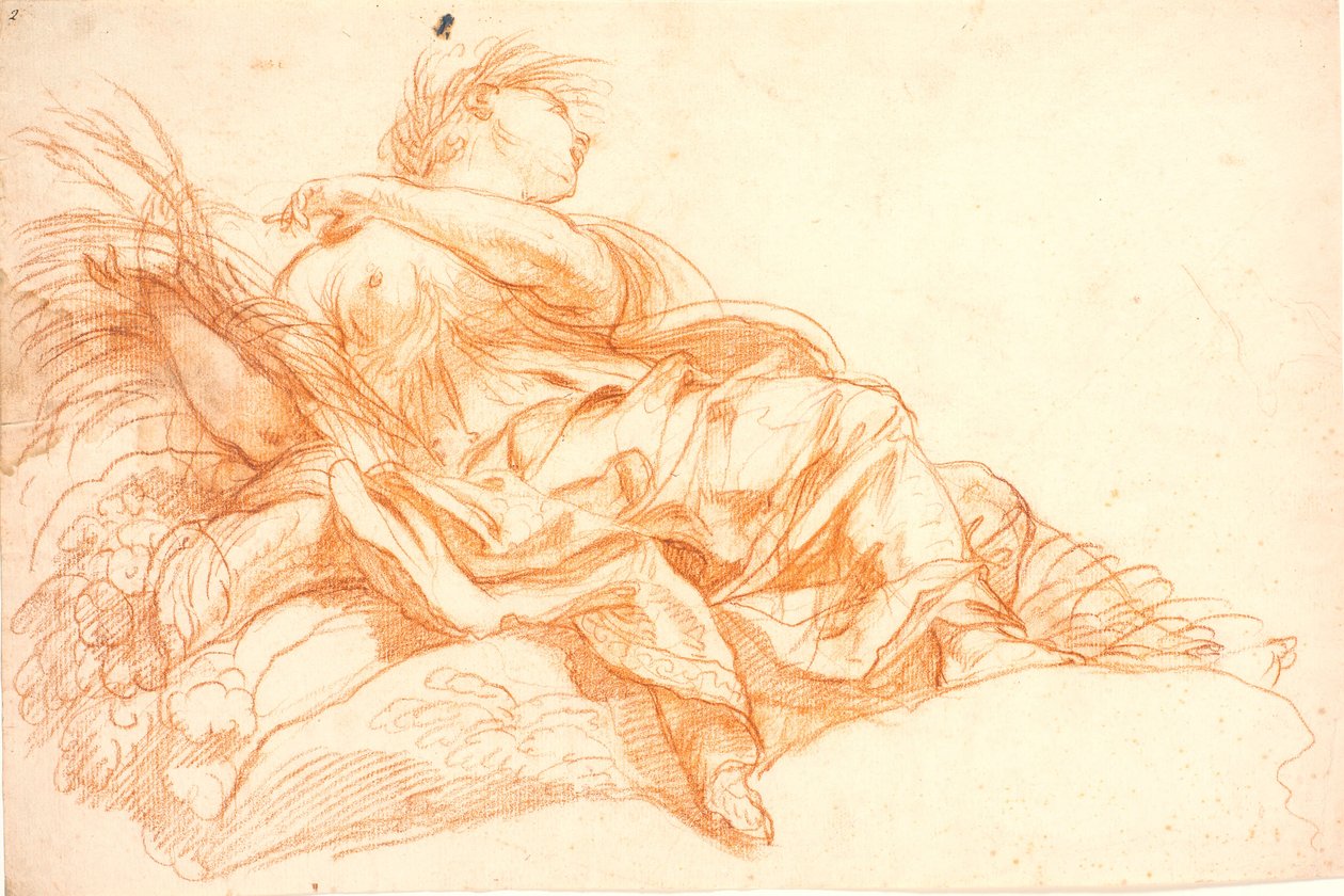 Figure féminine allongée (Cérès?). Étude pour peinture de plafond ou dessus de porte - Benoît Le Coffre