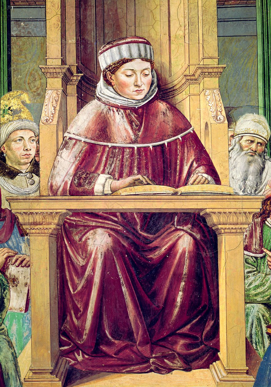 Détail de Saint Augustin lisant la rhétorique et la philosophie à l