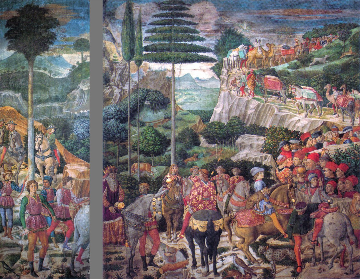 Italien : Le voyage des rois mages : le cortège de Melchior, le roi le plus âgé - Benozzo Gozzoli