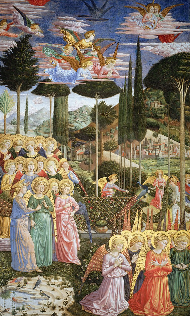 Anges dans un paysage céleste, le mur gauche de l