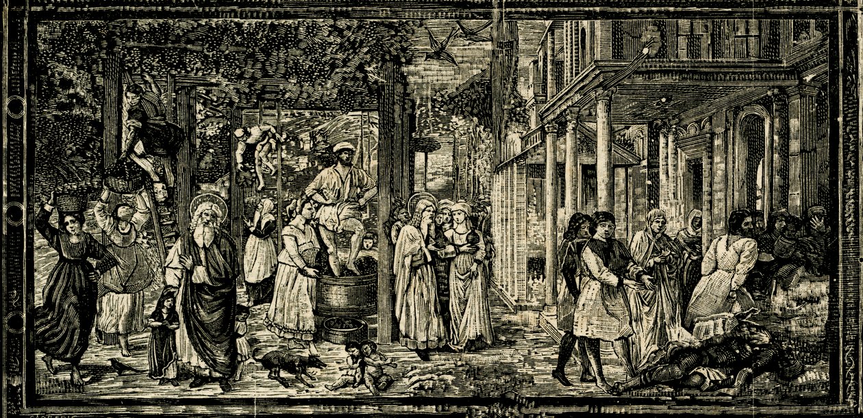 Vendange et ivresse de Noé, fresque par Benozzo Gozzoli, Camposanto Monumentale, Pise, Toscane, Italie - Benozzo di Lese di Sandro Gozzoli