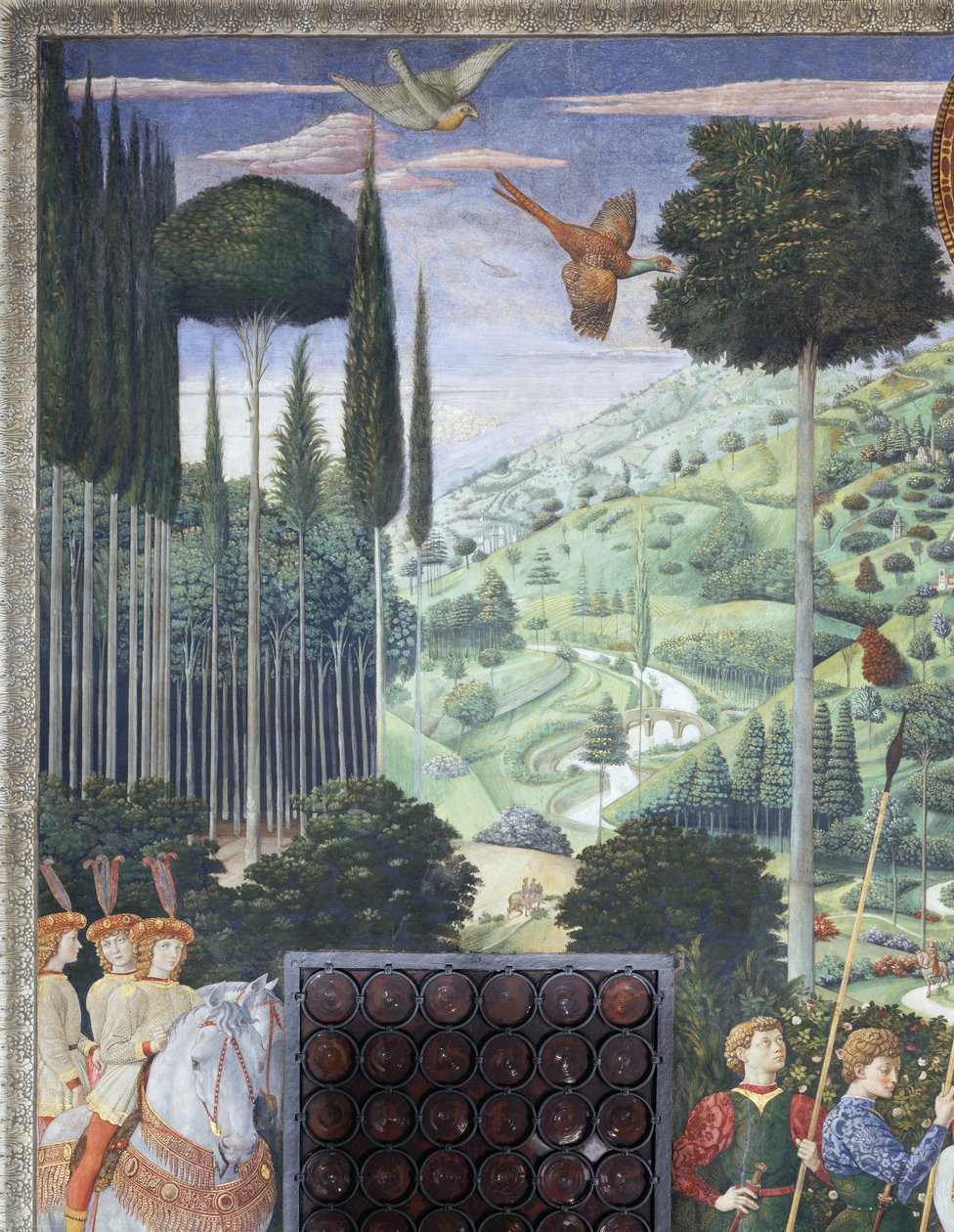 Procession de Balthasar en Jean VIII Paléologue, détail du cycle du Voyage des Mages dans la chapelle, vers 1460 (fresque) - Benozzo di Lese di Sandro Gozzoli