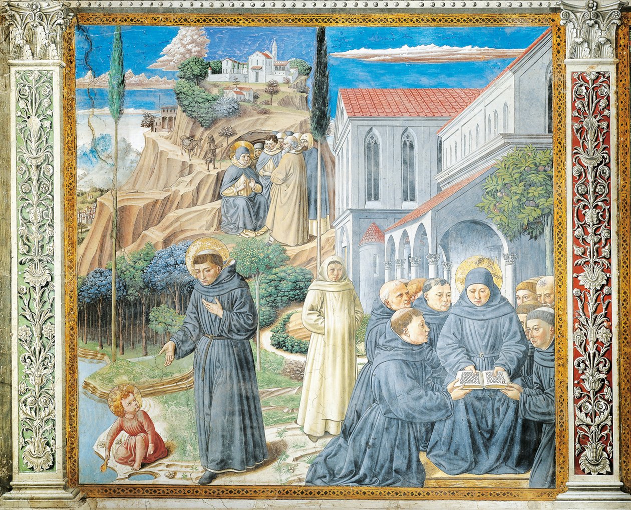 Saint Augustin donnant la règle aux moines et parlant à l