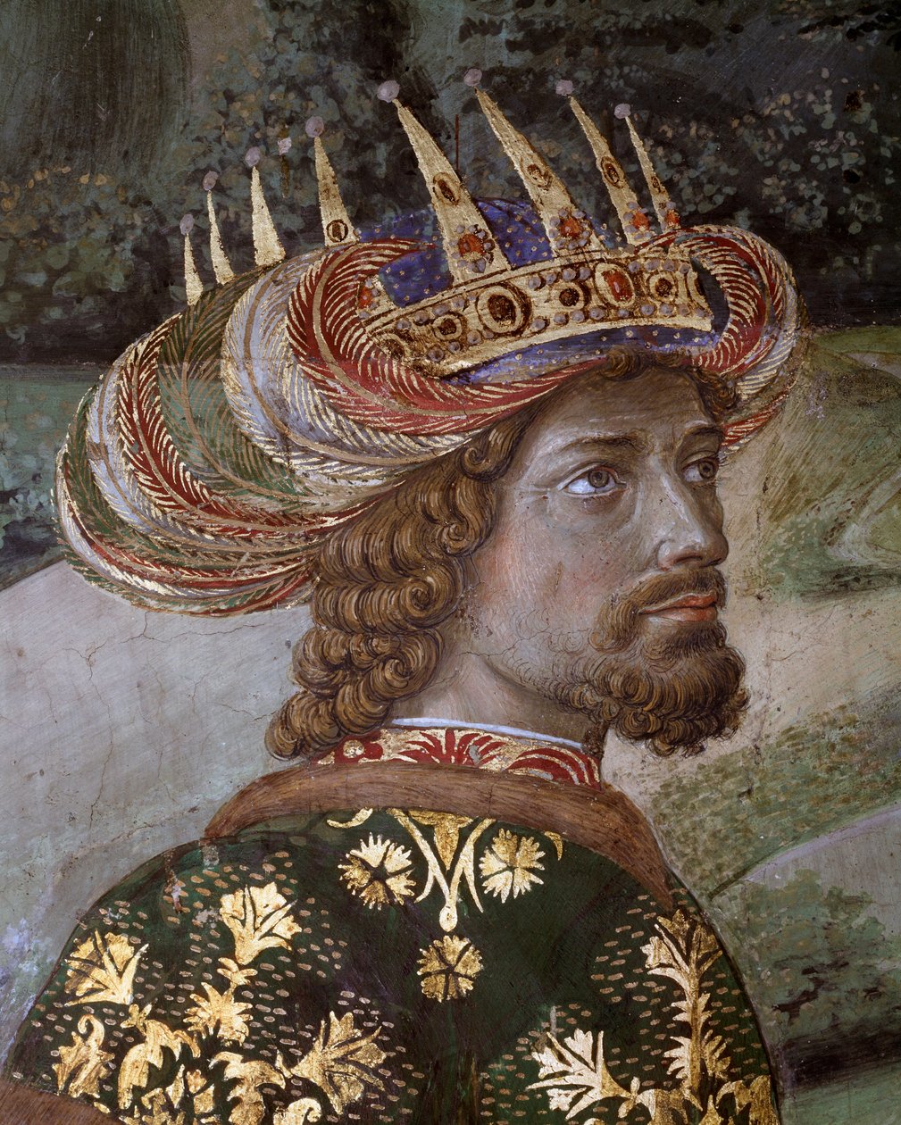 Le Voyage des Mages Cortège des Mages de Jérusalem à Bethléem appelé en italien « Viaggio dei Magi » ou « Cavalcata dei Magi » (détail de Balthasar sous les traits de Jean VIII Paléologue, empereur byzantin) - Benozzo di Lese di Sandro Gozzoli