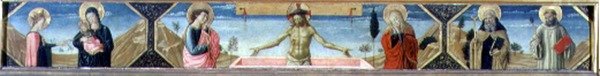 Le mariage mystique de Sainte Catherine, Le Christ ressuscité et Saint Antoine Abbé et Saint Benoît - Benozzo di Lese di Sandro Gozzoli