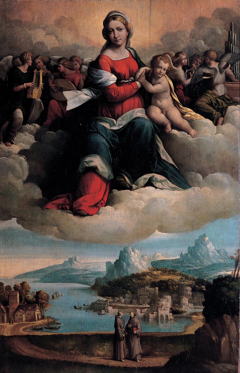 Madone et Enfant en gloire avec les saints Antoine de Padoue et François, 1530 - Benvenuto Tisi da Garofalo