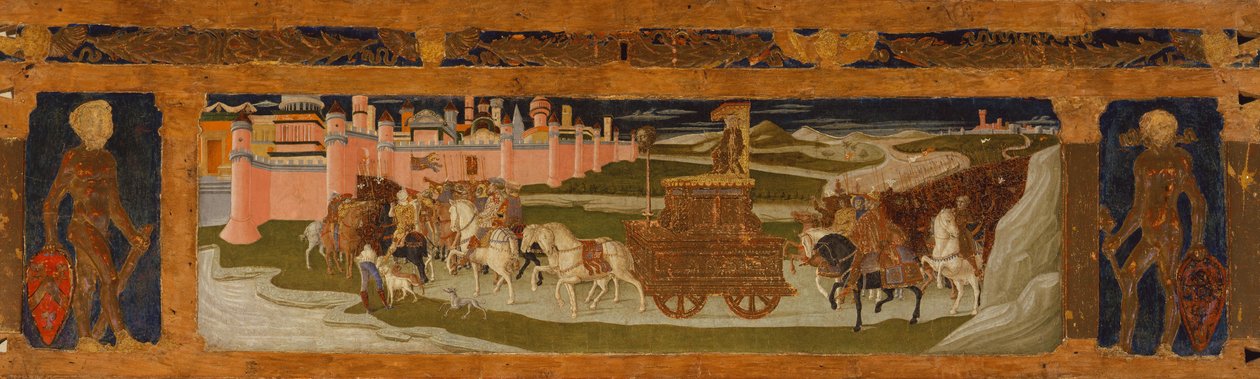 Panneau de prédelle : Triomphe de David (peinture sur bois) - Benvenuto di Giovanni