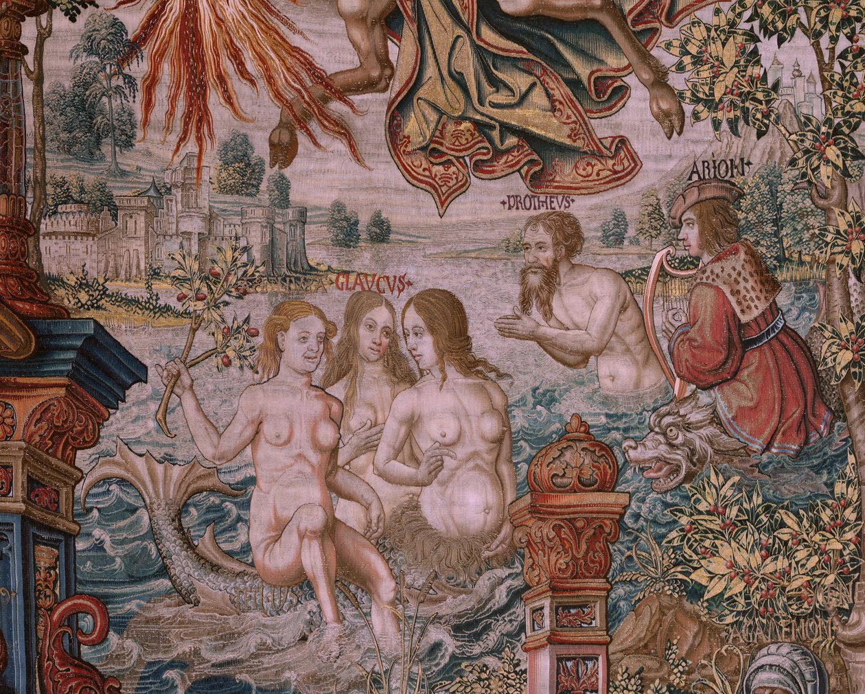 Tapisserie flamande. Série Les Honneurs. La Renommée. Troisième tapisserie de la série. Modèle de la cour de Bernard van Orley et Jan Gossaert (Mabuse). Manufacture Pieter van Aelst, Bruxelles. Ca 1550 - Bernaert van (circle of) Orley