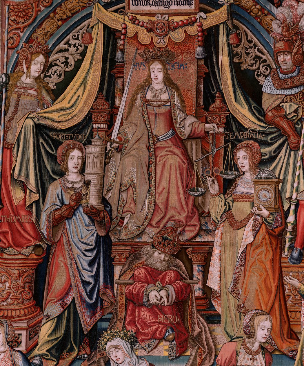 Tapisserie flamande. Série Les Honneurs. La Justice. Neuvième tapisserie de la série. Modèle de la cour de Bernard van Orley et Jan Gossaert (Mabuse). Manufacture Pieter van Aelst, Bruxelles. Ca 1550 - Bernaert van (circle of) Orley