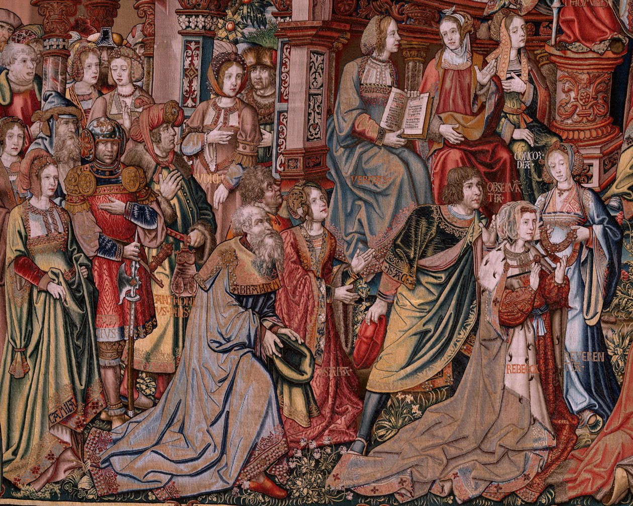 Tapisserie flamande. Série Les Honneurs. Justice. Neuvième tapisserie de la série. Modèle Dessinateurs du cercle de Bernard van Orley et Jan Gossaert (Mabuse). Manufacture Pieter van Aelst, Bruxelles. Vers 1550 - Bernaert van (circle of) Orley
