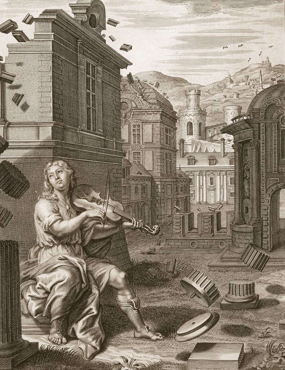 Amphion construit les murs de Thèbes par la musique de sa lyre, 1731 - Bernard Picart