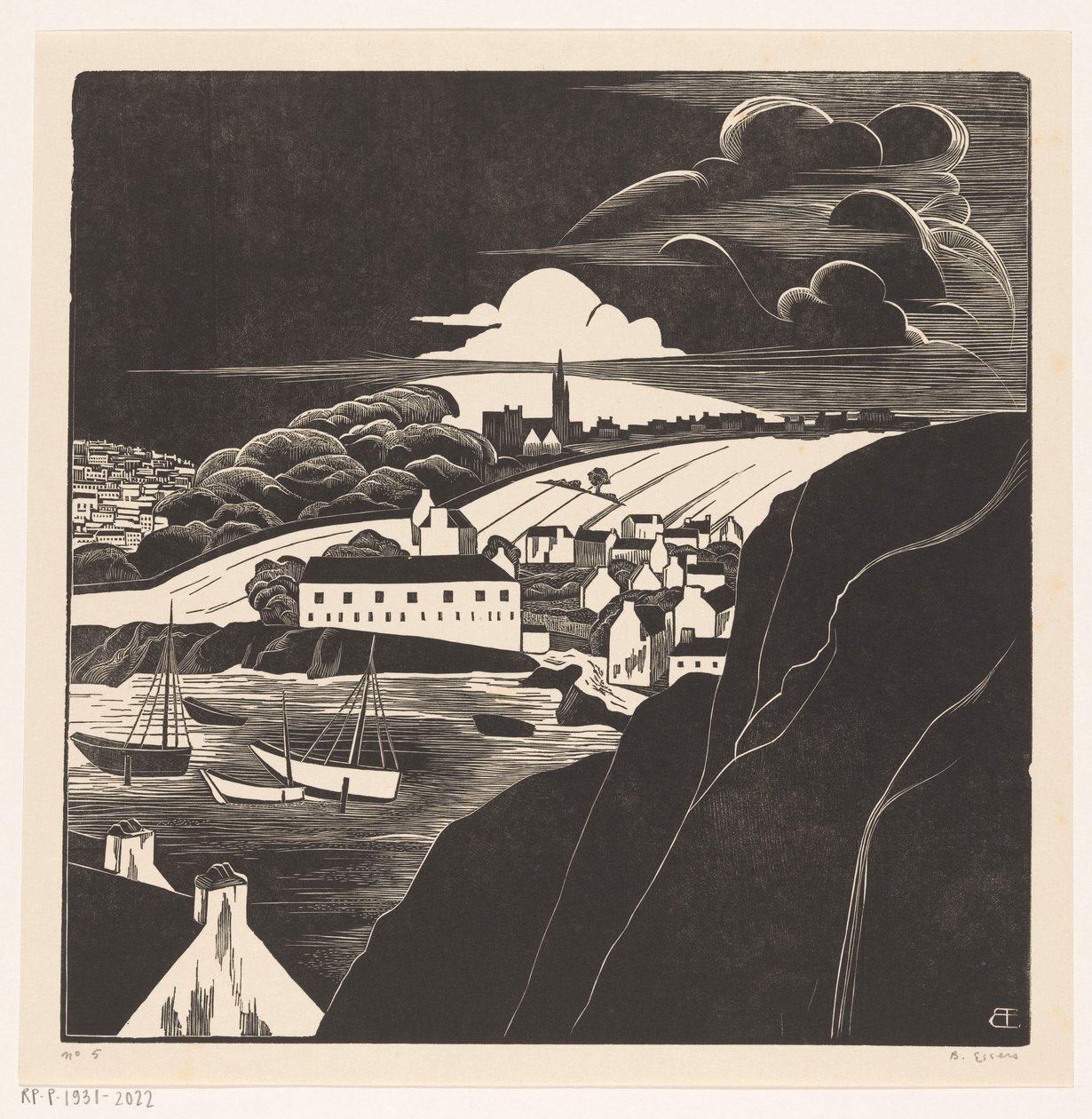 Port à marée basse - Bernard Essers (signed by artist)