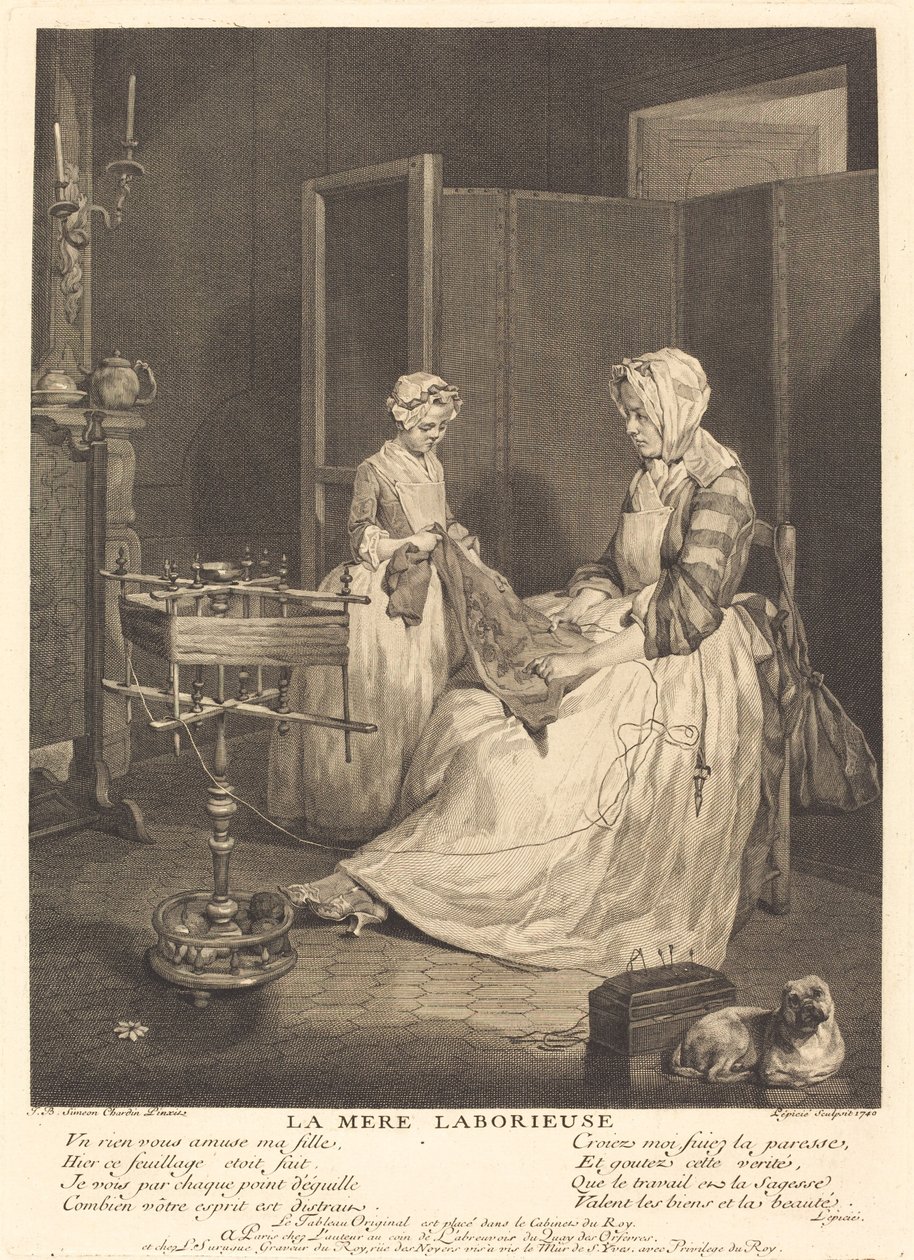 La mère laborieuse - Bernard Lépicié after Jean Siméon Chardin