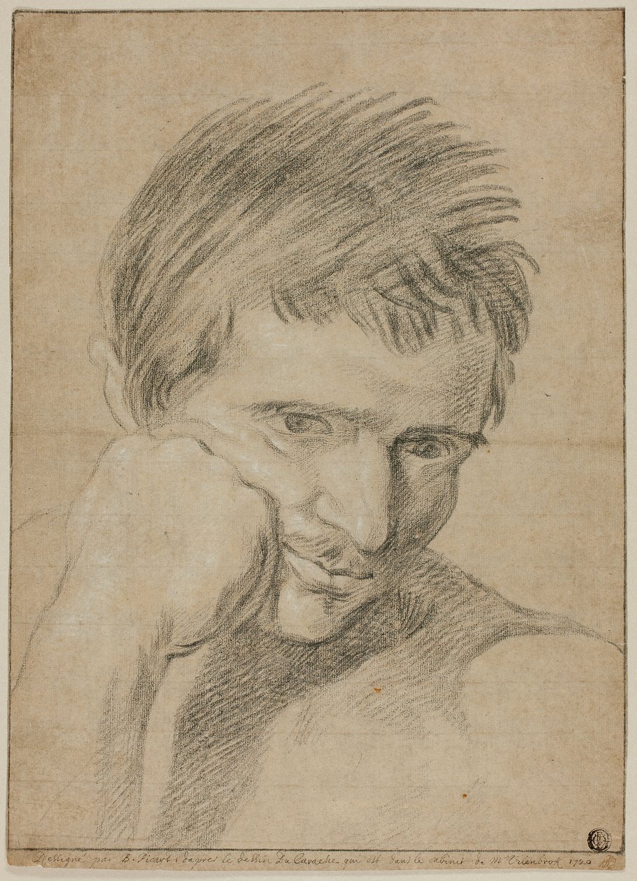 Buste de jeune homme reposant son menton sur sa main - Bernard Picart
