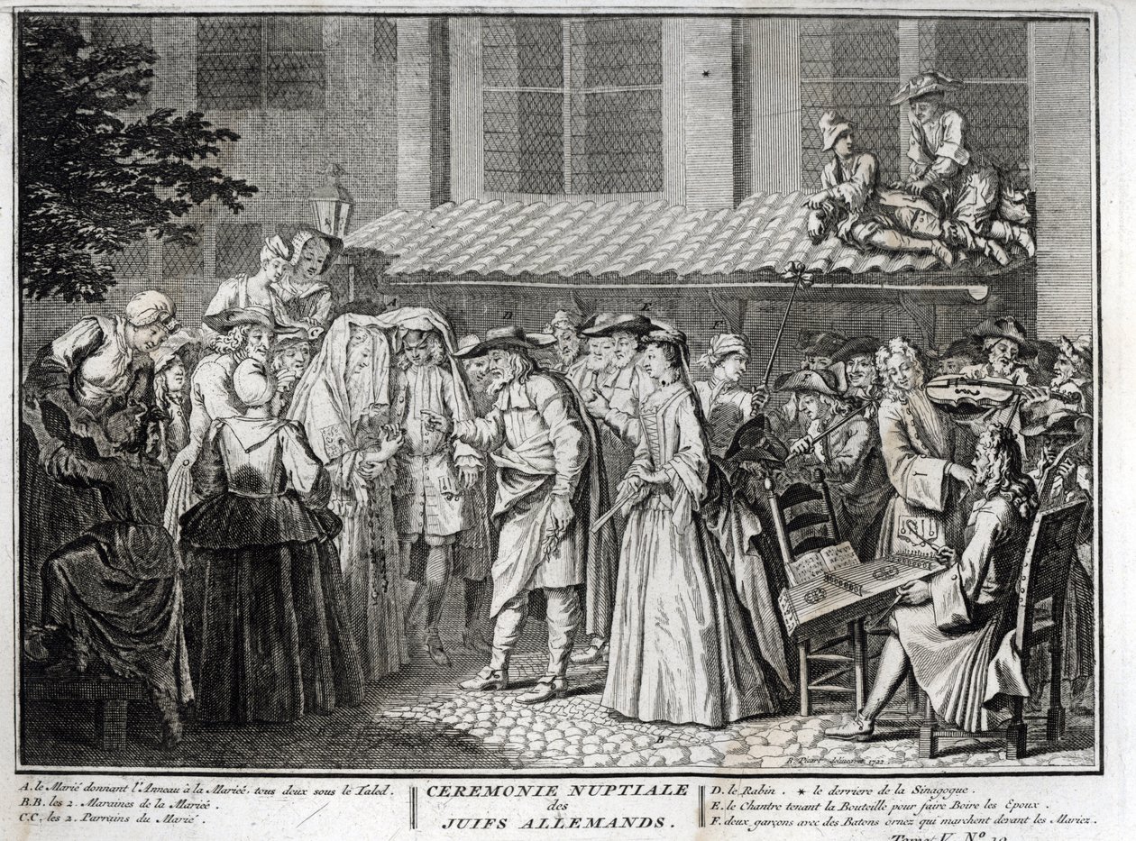 Mariage juif dans la communauté juive allemande Gravure de « Illustration des cérémonies et coutumes religieuses de tous les peuples du monde » par Bernard Picart (1723-1743) 1819 Collection privée - Bernard Picart