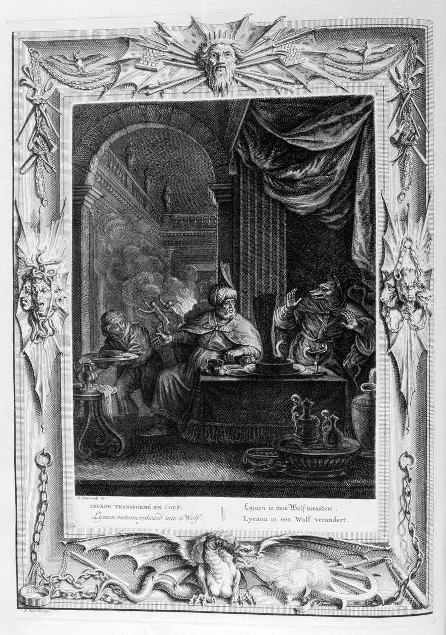 Lycaon métamorphosé en loup, 1733 - Bernard Picart