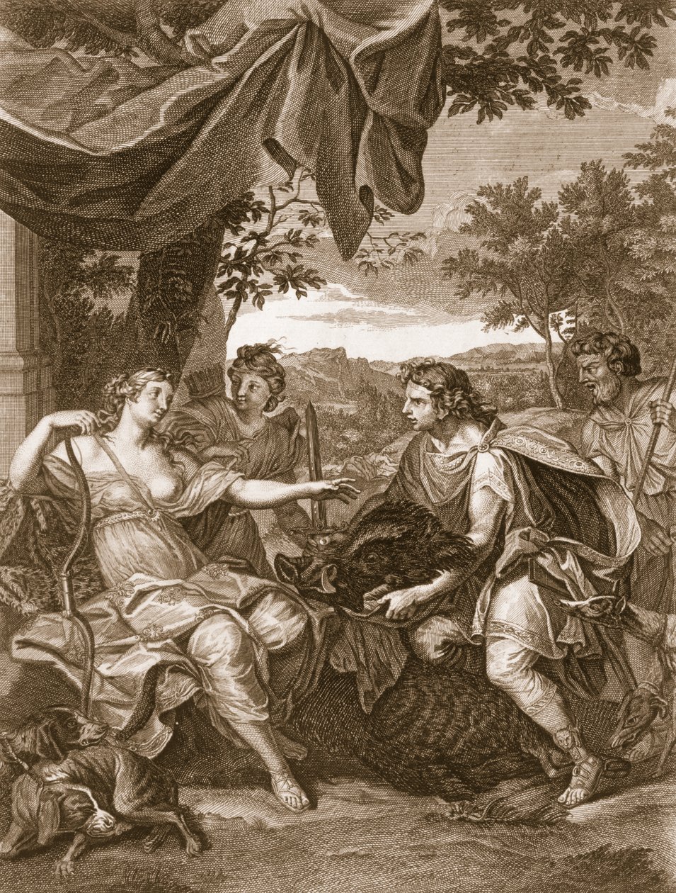 Méléagre présente la tête du sanglier à Atalante, 1731 - Bernard Picart