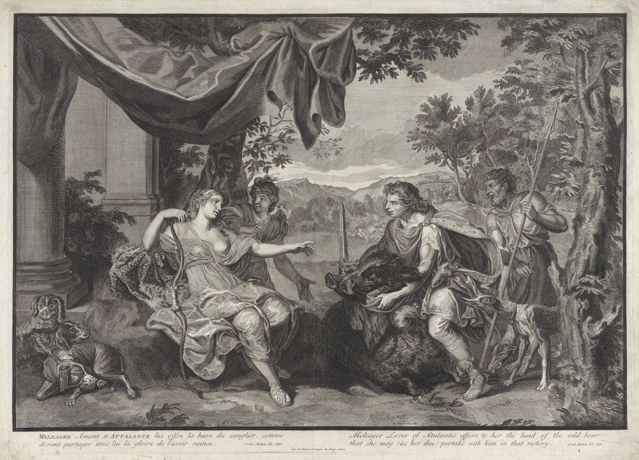 Méléagre donne la tête du sanglier de Calydon à Atalante (Histoire de Méléagre) - Bernard Picart