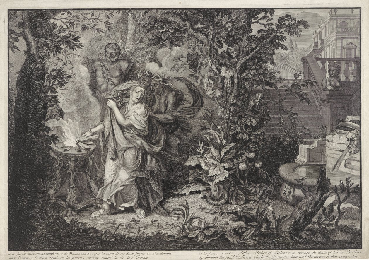 Les Furies encouragent Althaea à brûler le tison de Méléagre - Bernard Picart