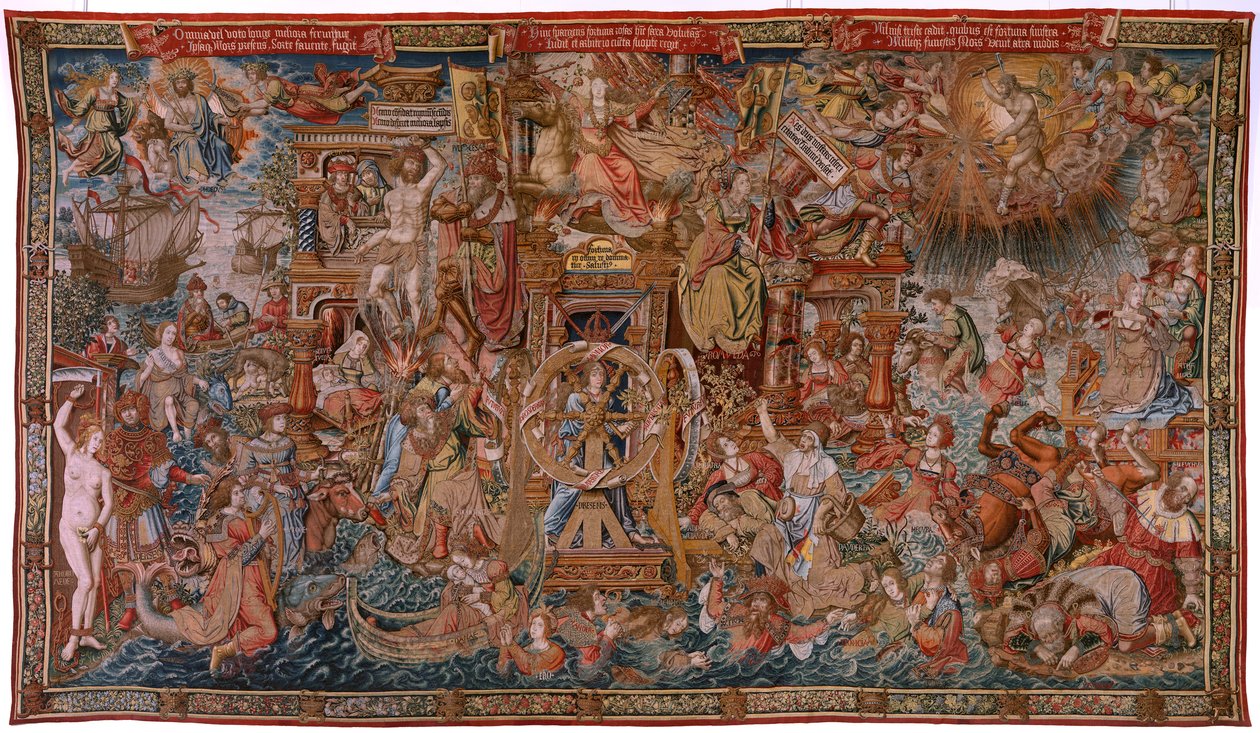 Tapisserie flamande. Série Les Honneurs. La Fortune, Le chemin des Honneurs. Cinquième tapisserie de la série. Modèle Dessinateurs du cercle de Bernard van Orley et Jan Gossaert de Mabuse. Manufacture Pieter van Aelst, Bruxelles. - Bernard van Orley