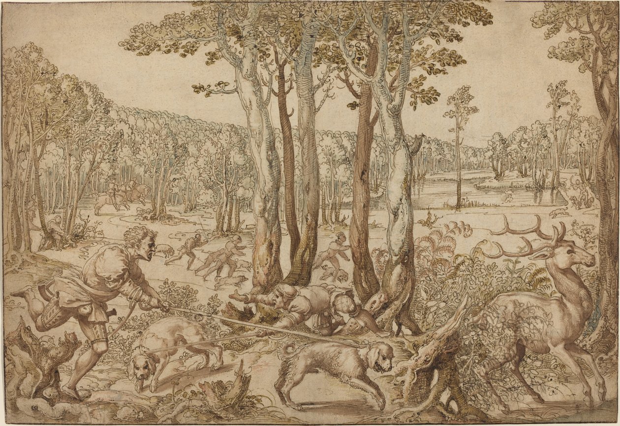 Les chasses de Maximilien : La chasse au cerf (août) - Bernard van Orley