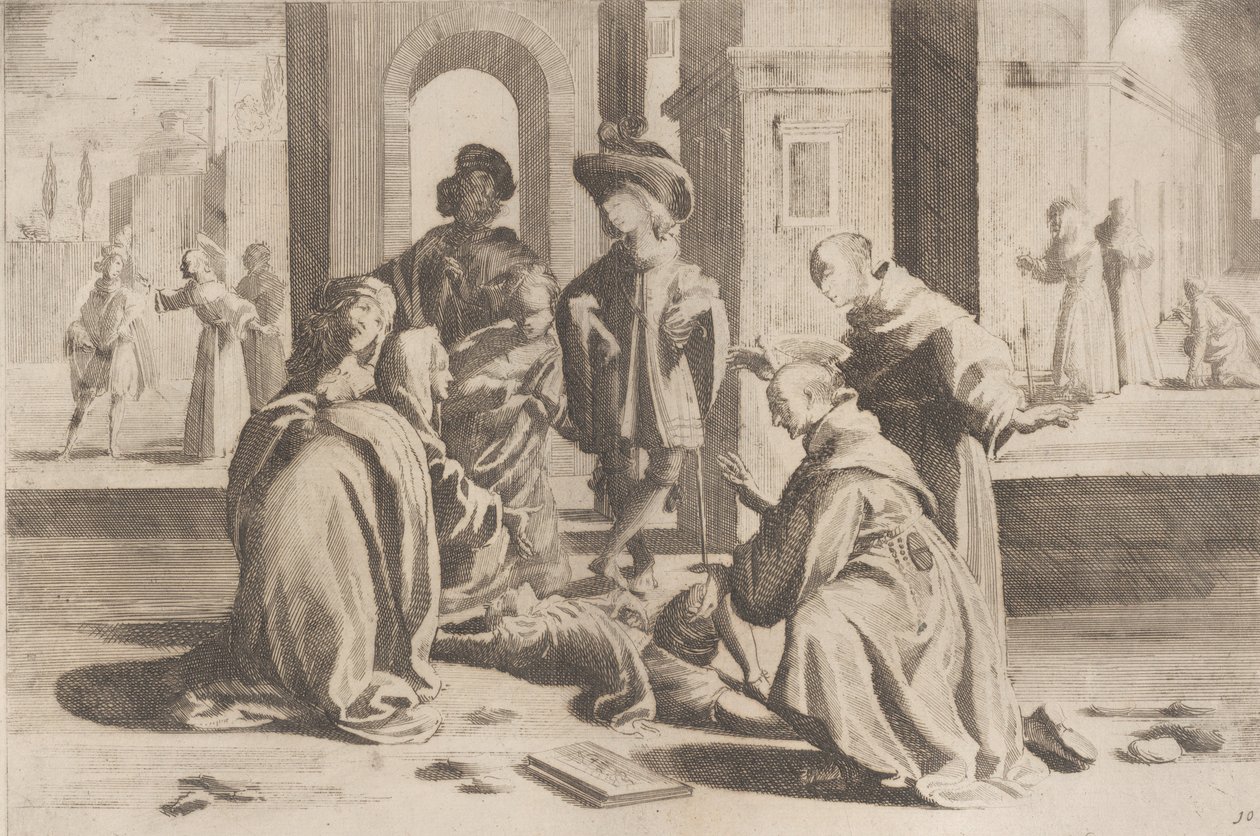 Épisode 25 : À Rome, Saint Bernardino guérit un jeune homme malade, Épisode 26 : Saint Bern..., 1610-39 - Bernardino Capitelli