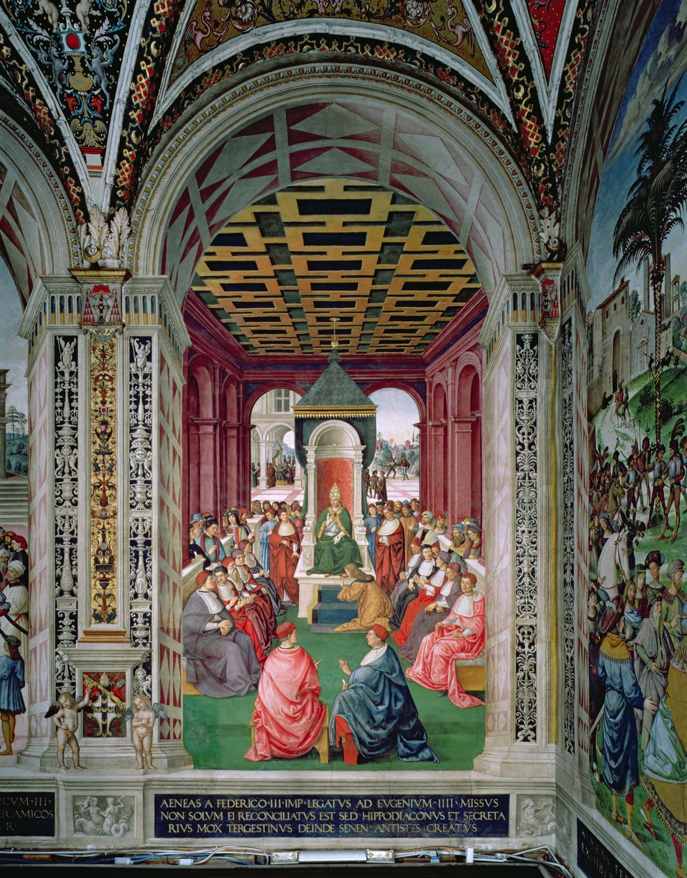 Aeneas Sylvius Piccolomini fait un acte de soumission au Pape Eugène IV - Bernardino di Betto Pinturicchio