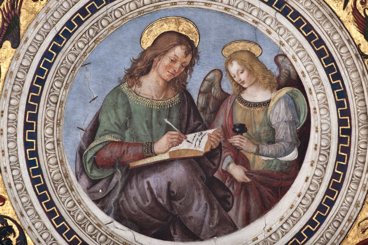 Saint Matthieu (détail) des Quatre Évangélistes (fresque) - Bernardino di Betto Pinturicchio