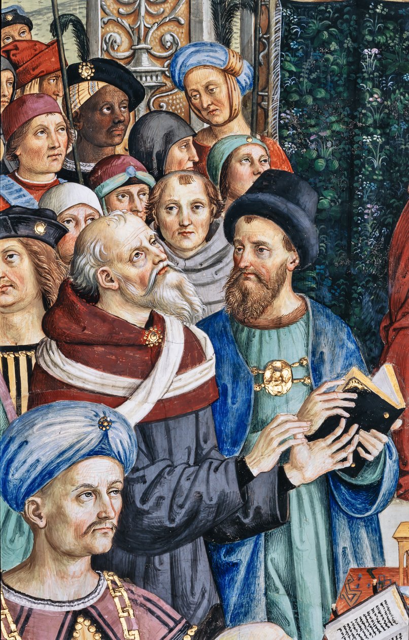 Bibliothèque Piccolomini, mur sud-ouest : « Pie II préside la Diète de Mantoue, 1er juin » - Bernardino di Betto Pinturicchio