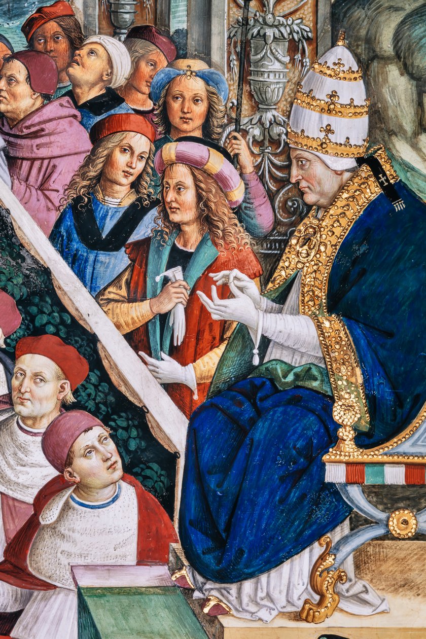 La Bibliothèque Piccolomini, mur sud-ouest : "Pie II préside la Diète de Mantoue, 1er juin - Bernardino di Betto Pinturicchio
