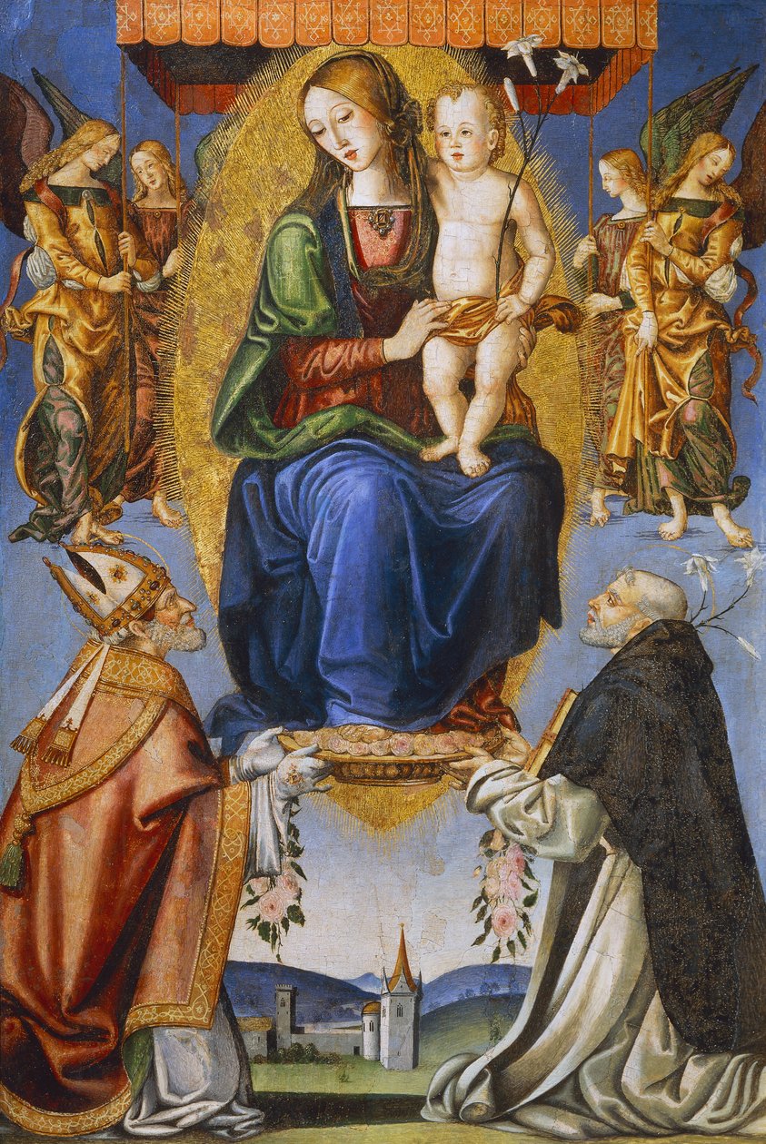 Madone et enfant avec Saint Séverin et Dominique - Bernardino di Mariotto
