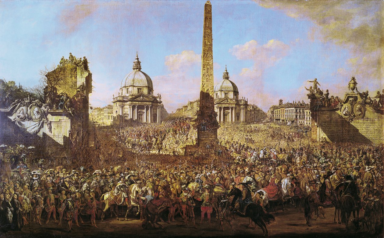 Entrée à Rome de Jerzy Ossolinski (1595-1650) émissaire de Wladyslaw IV (1595-1648) de Pologne avec le pape Urbain VIII (1568-1644) 1779 - Bernardo Bellotto