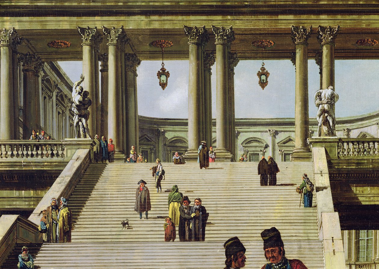 Paysage idéal avec marches de palais, 1762 (détail) - Bernardo Bellotto