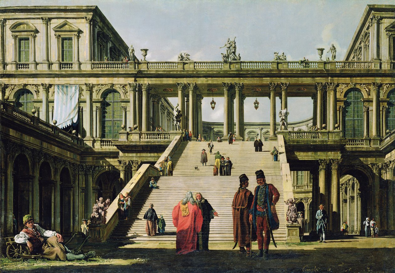 Paysage idéal avec escaliers de palais, 1762 - Bernardo Bellotto