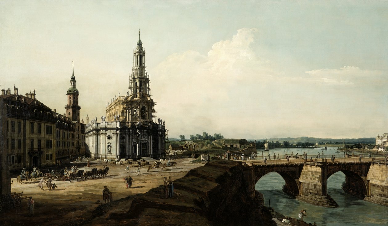 Vue de Dresde depuis la rive gauche de l