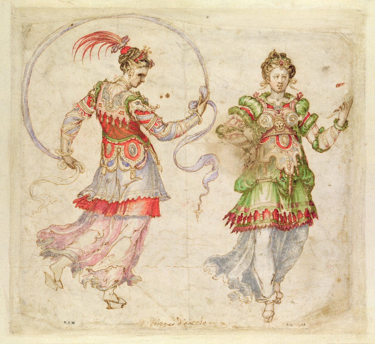 Conception de costumes, probablement dans les Intermezzi florentins, Florence, 1589 - Bernardo Buontalenti