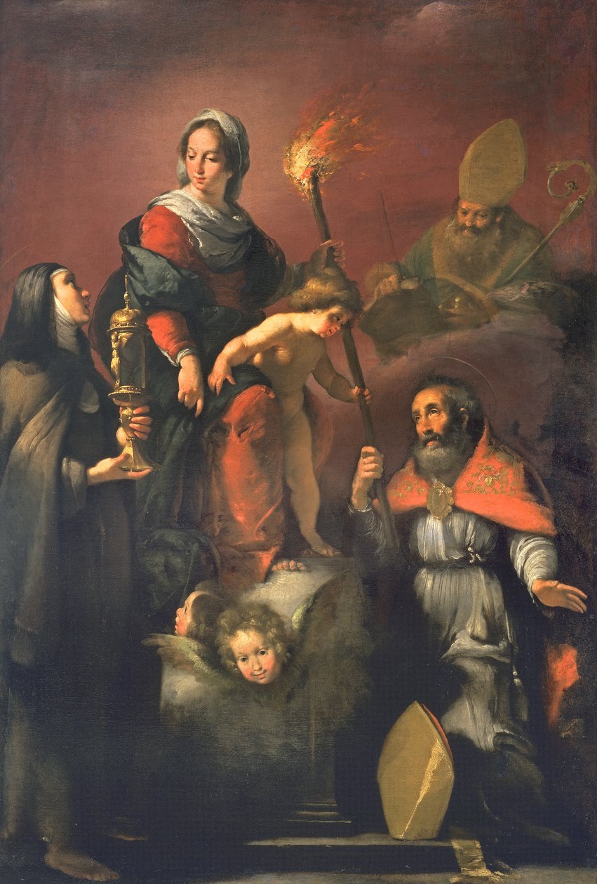 Madone et Enfant avec Sainte Claire, Saint Ambroise et Saint Érasme - Bernardo Strozzi