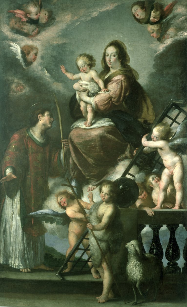 Madone et enfant avec le petit Saint Jean-Baptiste et Saint Laurent et des anges, 1629 - Bernardo Strozzi