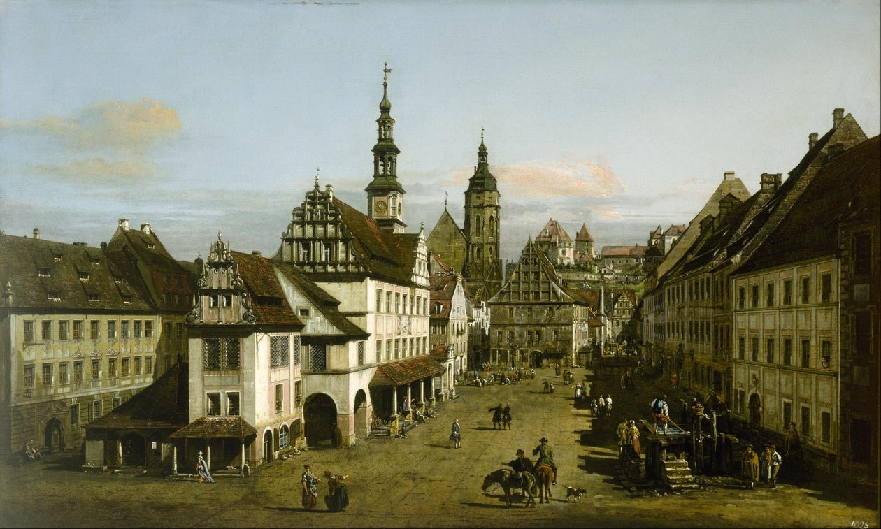 French : Städtebild (Place du marché à Pirna) The Marketplace at Pirna - Bernardo Bellotto