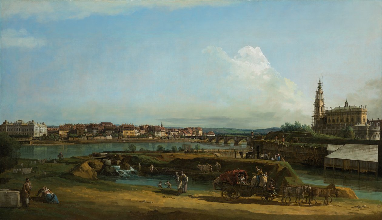 Vue de Dresde avec la Hofkirche à droite - Bernardo Bellotto