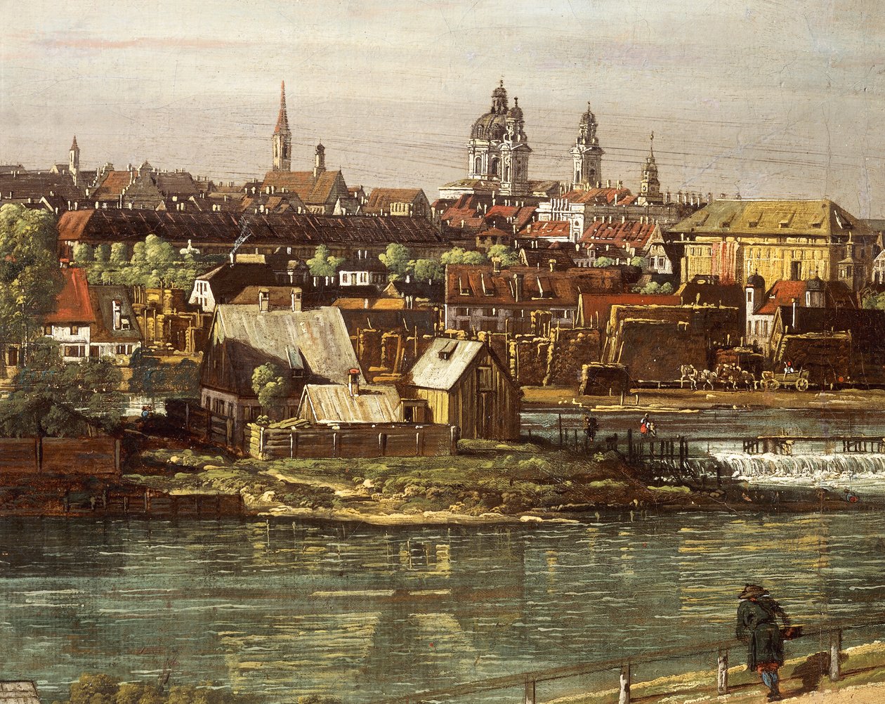 Vue de Munich depuis Haidhausen avec la rivière Isar au centre (détail) - Bernardo Bellotto