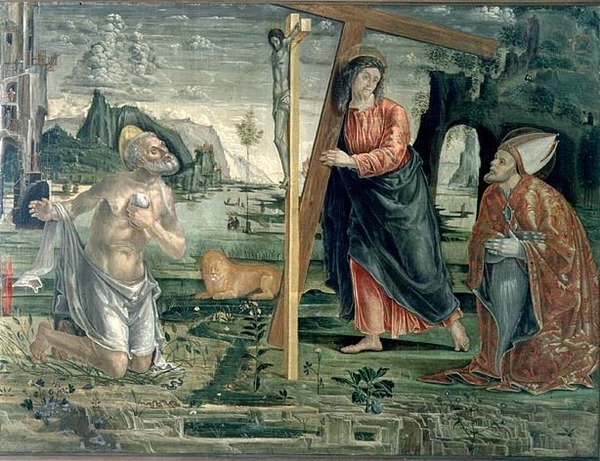 Christ portant la Croix avec Saint Augustin et Saint Jérôme - Bernardo Parentino