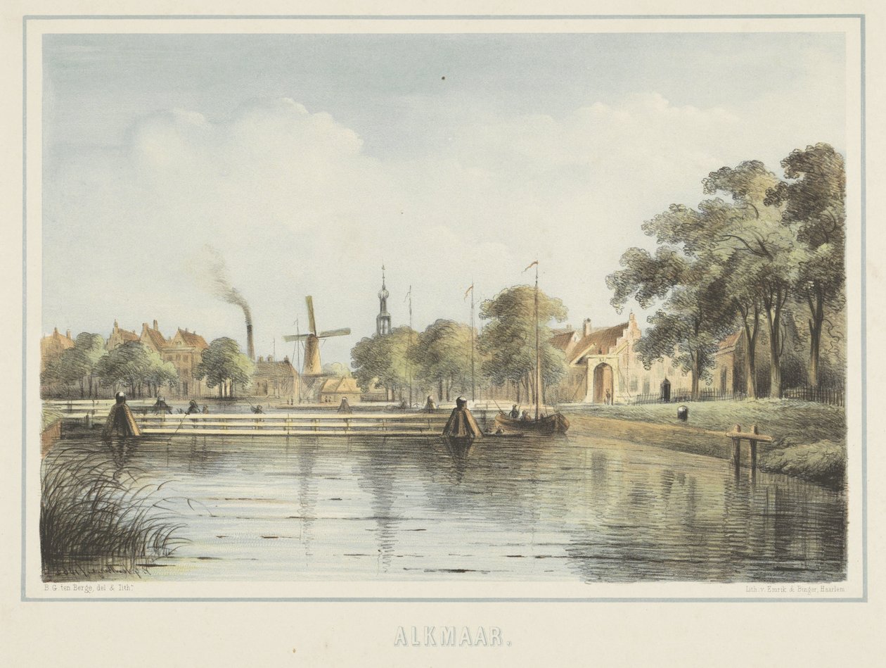 Vue du pont flottant à Alkmaar - Bernardus Gerardus ten Berge