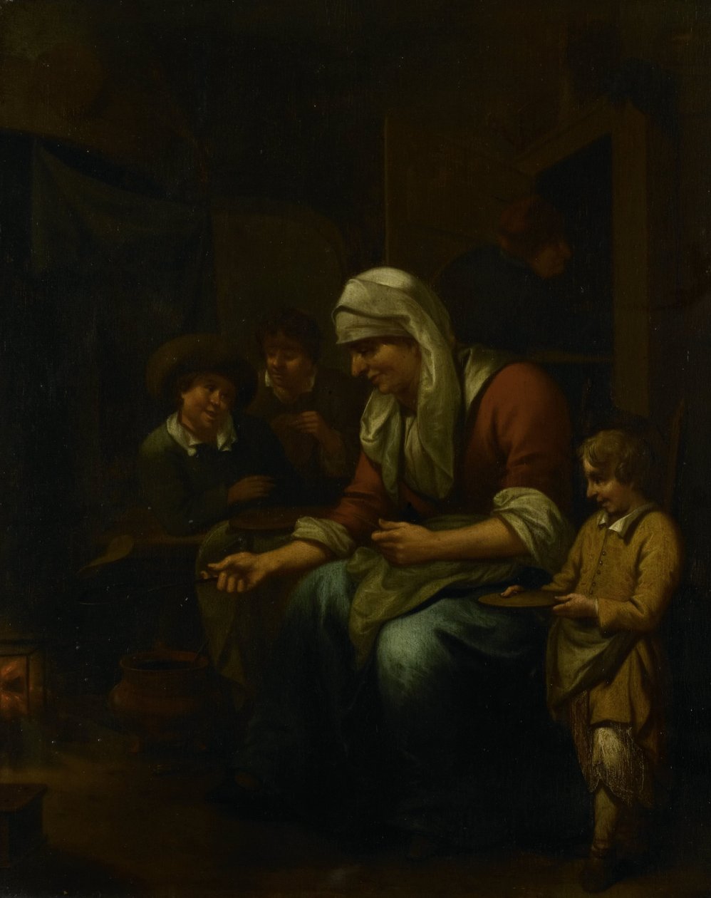 Femme faisant des crêpes - Bernardus van Schijndel