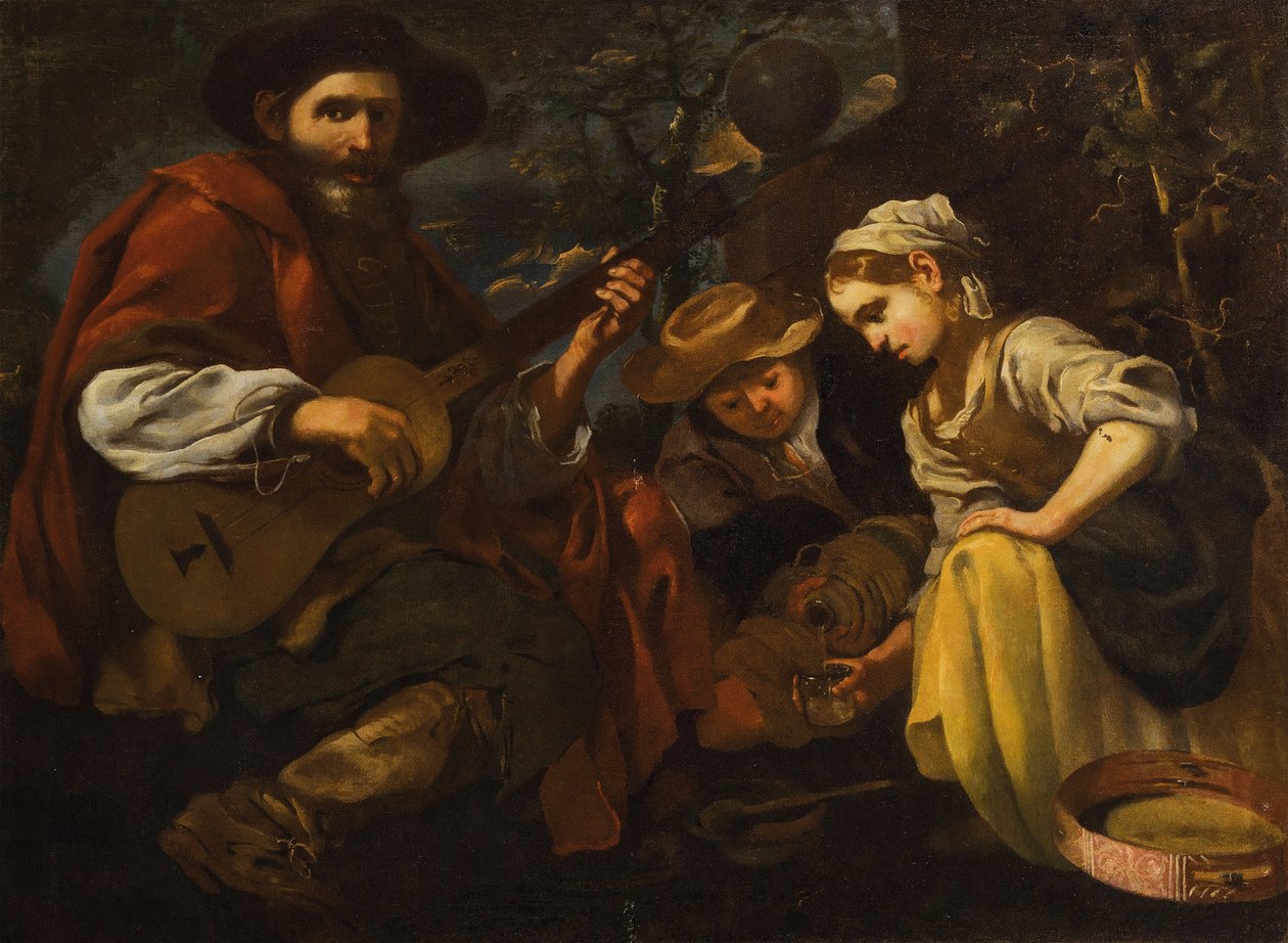 Guitariste avec garçon et fille (Allégorie de l