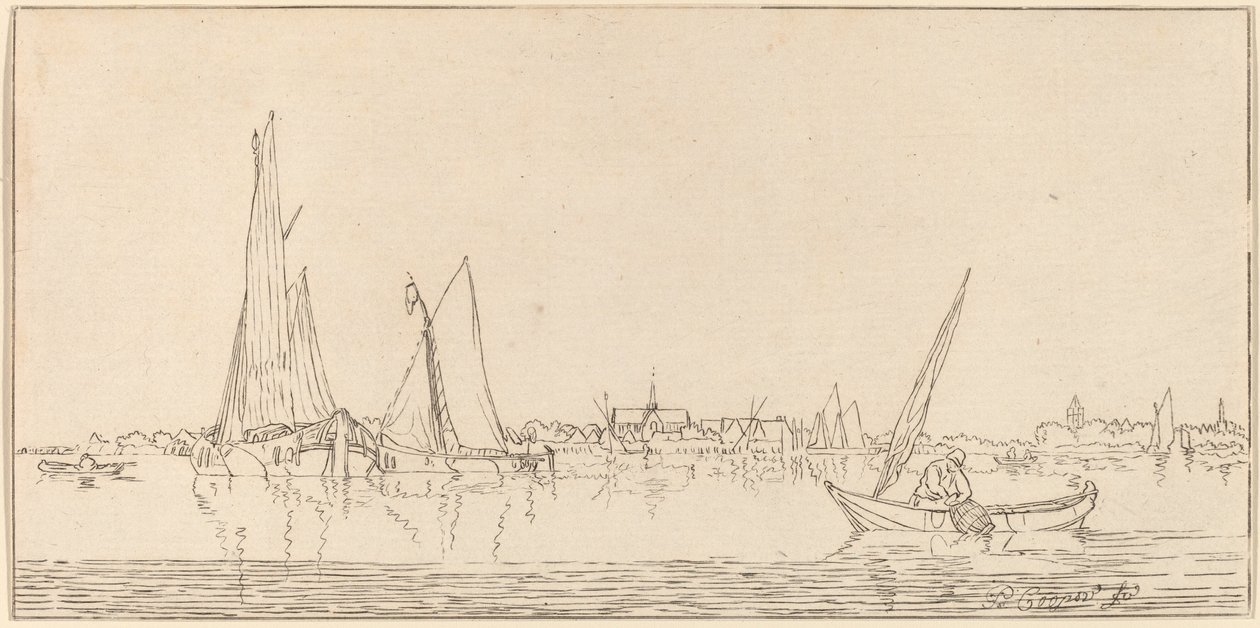 Rivière avec ville, 1775 - Bernhard Schreuder