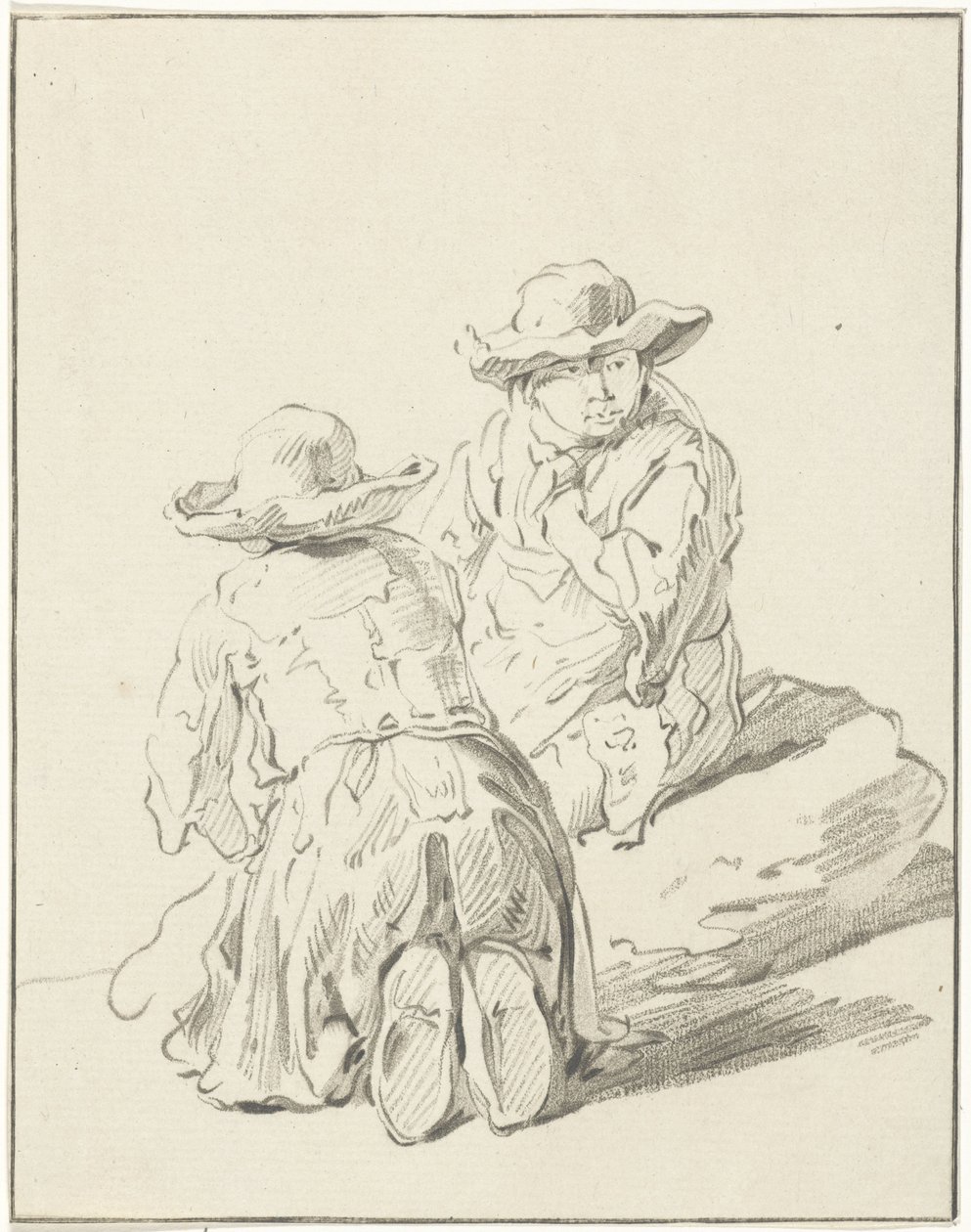 Deux garçons assis par terre - Bernhard Schreuder