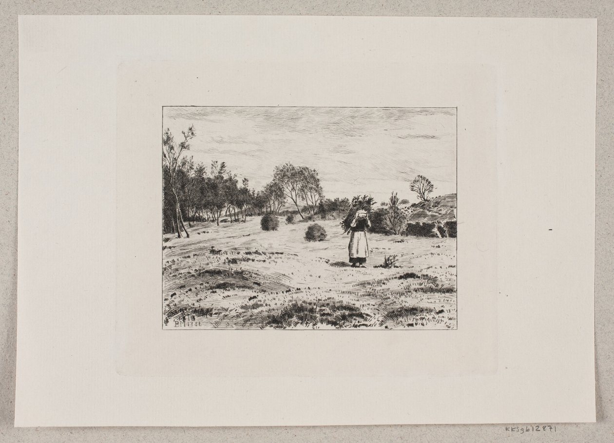 Paysage avec une femme portant du bois - Bernhard Ulrik Middelboe