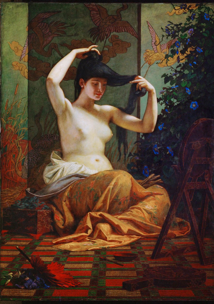 Femme japonaise (peinture sur toile) - Bertalan Szekely