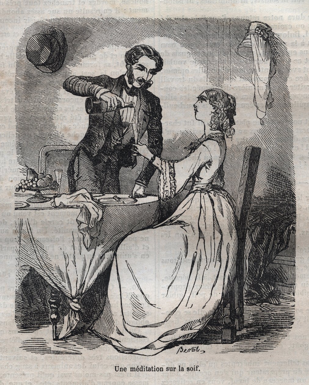 Méditation sur la soif - gravure dans « La Physiologie du goût » par Jean Anthelme Brillat-Savarin - Bertall